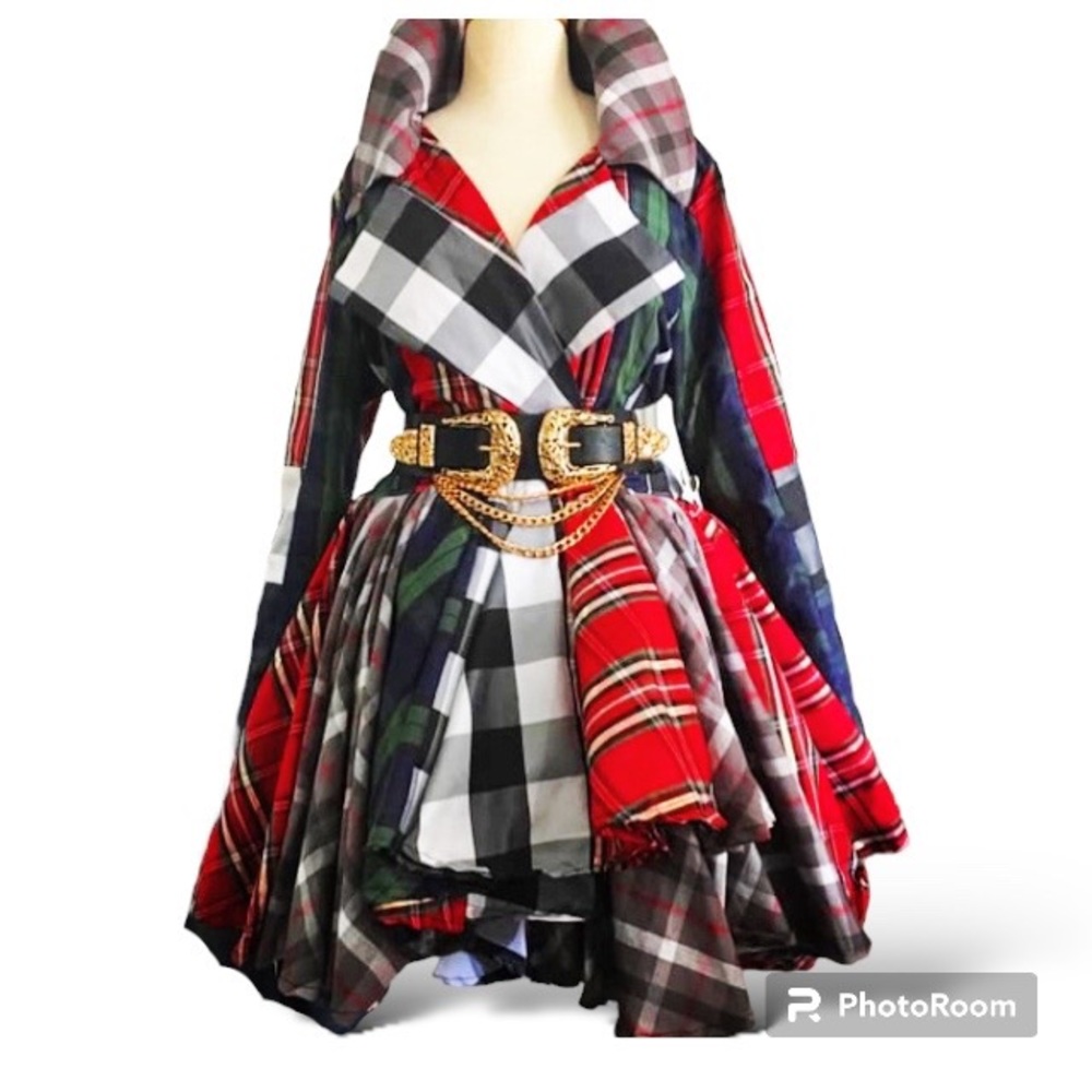 Patchwork wrap jacket.